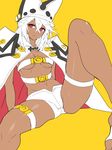  bad_id bad_twitter_id beltbra breasts cape dark_skin guilty_gear guilty_gear_xrd hat medium_breasts ramlethal_valentine red_eyes short_shorts shorts solo thigh_strap tomo_(tomorag7) 