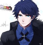  ? add_(elsword) bad_id bad_pixiv_id black_hair blonde_hair blue_eyes blue_hair character_name chung_seiker ciel_(elsword) coat demon_power_(elsword) elsword elsword_(character) grey_hair male_focus multicolored_hair multiple_boys pointy_ears raven_(elsword) red_hair shirt symbol-shaped_pupils two-tone_hair white_background white_hair yukibi_(ykb) 