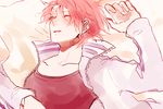  1boy eyes_closed kobi mako1124 male male_focus marine on_back one_piece parted_lips pink_hair sleeping solo 