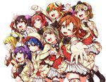  :d ;d \m/ absurdres ayase_eli blonde_hair blue_eyes blue_hair brown_eyes brown_hair bun_cover double_\m/ double_bun hair_ornament hairband hairclip highres hoshizora_rin hotechige idol koizumi_hanayo kousaka_honoka long_hair looking_at_viewer love_live! love_live!_school_idol_project minami_kotori multiple_girls nishikino_maki one_eye_closed open_mouth ponytail purple_eyes purple_hair red_eyes red_hair short_hair smile sonoda_umi sore_wa_bokutachi_no_kiseki thighhighs toujou_nozomi twintails v-shaped_eyebrows yazawa_nico yellow_eyes zettai_ryouiki 