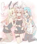  :d :o animal_ears blonde_hair blue_eyes blue_hair bunny_ears bunny_girl bunny_tail bunnysuit fang gradient_hair hair_flaps hair_ornament hair_ribbon hairclip harusame_(kantai_collection) kantai_collection long_hair multicolored_hair multiple_girls neckerchief open_mouth pantyhose pink_hair pleated_skirt red_eyes remodel_(kantai_collection) ribbon sailor_collar samidare_(kantai_collection) scarf sketch skirt smile tail thighhighs yuudachi_(kantai_collection) zashiki_usagi 