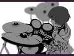  aldnoah.zero bare_shoulders drum drumming drumsticks instrument pink_eyes rayet_areash short_hair solo tarakoutibiru 