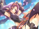  bad_id bad_pixiv_id breastplate fingerless_gloves gloves hairband leotard long_hair n_(no_bu) pointy_ears purple_hair red_eyes sword_art_online yuuki_(sao) 