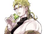  blonde_hair dio_brando earrings emerald heart jewelry jojo_no_kimyou_na_bouken lipstick makeup male_focus nail_polish signature solo takashi_(huzakenna) yellow_eyes yellow_lipstick 