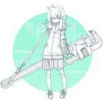  adjustable_wrench hair_over_eyes highres long_hair md5_mismatch original sakuya_tsuitachi sketch solo white_hair wrench 