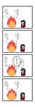  4koma black_hair chibi comic dora_ita fire flying_sweatdrops flying_teardrops fujiwara_no_mokou highres houraisan_kaguya long_hair sweat tears touhou translated 