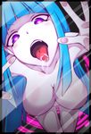  absurdres against_fourth_wall against_glass aqua_hair blue_eyes breasts eyebrows_visible_through_hair gradient_eyes heart heart-shaped_pupils highres litsvn long_hair looking_at_viewer me!me!me! medium_breasts meme_(me!me!me!) multicolored multicolored_eyes nipples nude open_mouth oral_invitation phone_wallpaper pink_eyes saliva solo symbol-shaped_pupils teeth tongue tongue_out 