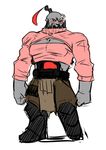  bald blush_stickers cleavage_cutout flower league_of_legends male_focus meme_attire nam_(valckiry) open-chest_sweater ribbed_sweater sion_(league_of_legends) solo sweater 
