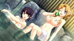  bathing black_hair blonde_hair blue_eyes breasts dutch_angle game_cg kamiuta_tomoe large_breasts long_hair medium_breasts mikasa_mirai multiple_girls navel nipples nude onsen open_mouth out_vegetables sasaki_tamaru smile water yellow_eyes 