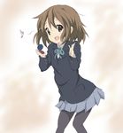  brown_eyes brown_hair castanets core_(mayomayo) hirasawa_yui instrument k-on! pantyhose school_uniform short_hair un_tan 