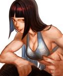  :p alternate_costume bam_(s2leona) bikini_top black_hair breasts casual cleavage hair_down han_juri lowres medium_breasts purple_eyes solo street_fighter street_fighter_iv_(series) toned tongue tongue_out 