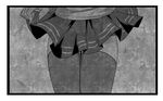  comic flashback g_(desukingu) greyscale ikazuchi_(kantai_collection) kantai_collection monochrome pleated_skirt school_uniform serafuku skirt skirt_lift solo thighhighs wind wind_lift 