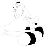  animal_ears anus araiguma-san ass ass_grab bar_censor breasts censored expressionless from_behind greyscale large_breasts lineart looking_back lying monochrome nude on_side original pussy raccoon_ears raccoon_tail short_hair sideboob simple_background solo_focus spread_pussy tail tsukudani_(coke-buta) white_background 