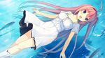  ao_no_kanata_no_four_rhythm blue_eyes dress flying flying_fish game_cg hair_ornament kurashina_asuka long_hair open_mouth outdoors pink_hair solo sundress suzumori water white_dress 