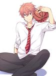  basketball free! funikurikurara male_focus necktie pink_hair purple_eyes school_uniform shigino_kisumi smile solo 