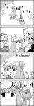  4koma :d bat_wings book bow broom comic commentary greyscale hair_bow hair_ribbon hat highres knitting knitting_needle koakuma long_hair mob_cap monochrome mushroom nameko_(osawari_tantei) needle open_mouth osawari_tantei patchouli_knowledge ribbon riding scarf shoujo_kitou-chuu smile tani_takeshi touhou translated wings yukkuri_shiteitte_ne 