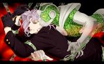  aji_(coastal_area) black_gloves gloves hierophant_green jojo_no_kimyou_na_bouken kakyouin_noriaki multiple_boys red_eyes scar silver_hair stand_(jojo) white_hair 