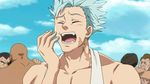  animated animated_gif apron ban_(nanatsu_no_taizai) bored fighting multiple_boys nanatsu_no_taizai red_eyes short_hair silver_hair spiked_hair yawn yawning 