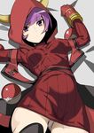  bad_id bad_twitter_id black_legwear breasts covered_nipples cowboy_shot fake_horns hood hoodie kagari_(pokemon) koko_shiguma looking_at_viewer lying medium_breasts on_back panties pantyshot poke_ball poke_ball_(generic) pokemon pokemon_(game) pokemon_oras purple_eyes purple_hair ribbed_sweater short_hair solo sweater thighhighs underwear white_panties 