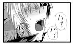  close-up comic fangs female_admiral_(kantai_collection) g_(desukingu) greyscale heavy_breathing horns kantai_collection monochrome open_mouth short_hair solo translated tsubasa_ryuuji 