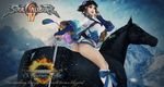  1girl ass black_hair breasts brown_hair chai_xianghua looking_at_viewer outdoors short_hair short_shorts shorts solo soul_calibur 