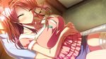  1boy 1girl bandage blush breasts eyes_closed game_cg large_breasts long_hair minakawa_sui minori natsuzora_no_perseus necklace red_hair shouna_mitsuishi smile takasaki_mako yuzuna_hiyo 