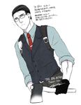  axe black_hair glasses hiryuu_(kugelcruor) joseph_oda korean male_focus necktie solo the_evil_within vest waistcoat weapon 