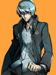  gakuran grey_hair kaneaki_mukku male_focus narukami_yuu open_clothes persona persona_4 school_uniform shirt solo 