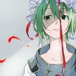 green_eyes green_hair hat ribbon shiki_eiki short_hair skirt solo touhou toujou_(toujou_ramen) 