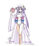  blue_ribbon book breasts capelet covered_nipples crescent crescent_hair_ornament giantess hair_ornament hair_ribbon hat holding holding_book long_hair long_sleeves medium_breasts midriff mob_cap navel open_clothes open_mouth panties patchouli_knowledge purple_eyes purple_hair red_ribbon ribbon seo_tatsuya simple_background solo standing thigh_gap touhou tress_ribbon underwear very_long_hair when_you_see_it white_background wide_sleeves 