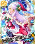  artist_request bell belt blitzen bow card_(medium) character_name christmas christmas_tree eve_santaclaus fingerless_gloves fur_trim gloves green_bow hat idolmaster idolmaster_cinderella_girls long_hair microphone official_art pink_bow pink_ribbon red_footwear red_gloves reindeer ribbon santa_hat skirt snowflakes solo sun_(symbol) white_hair yellow_eyes 