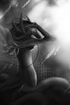  2016 anthro ashesdrawn canine digital_media_(artwork) greyscale mammal monochrome nude solo standing 