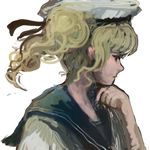  blonde_hair blue_eyes blue_sailor_collar hat katari kitashirakawa_chiyuri profile sailor_collar sailor_hat solo touhou touhou_(pc-98) twintails white_background 