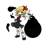  bad_id bad_pixiv_id blonde_hair darkness hair_ribbon outstretched_arms red_eyes ribbon rumia shinmon_akika short_hair simple_background skirt smile solo touhou white_background 