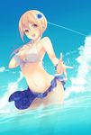  bad_id bad_pixiv_id bikini blonde_hair breasts cleavage flower genderswap genderswap_(mtf) hair_flower hair_ornament highres kise_ryouta kuroko_no_basuke long_hair medium_breasts namiri navel swimsuit water yellow_eyes 