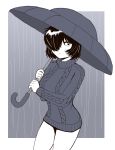  donburikazoku dress hair_over_one_eye highres nazo_no_kanojo_x rain short_hair sweater sweater_dress umbrella urabe_mikoto 