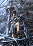  anchor black_hair chain hat highres jewelry murasa_minamitsu necklace sailor sailor_collar sailor_hat sakkun2014 ship short_hair skull smile solo touhou watercraft 