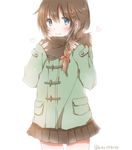  bad_id bad_pixiv_id blue_eyes braid brown_hair hair_over_shoulder hiro_(hirohiro31) kantai_collection long_hair scarf shigure_(kantai_collection) single_braid solo 