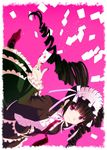  black_hair bonnet card celestia_ludenberck danganronpa danganronpa_1 drill_hair earrings frills gothic_lolita hijiri_ruka jewelry jpeg_artifacts lolita_fashion long_hair necktie playing_card red_eyes solo twin_drills 