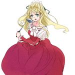  bad_id bad_pixiv_id blonde_hair bow claire_bennett dress green_eyes half_updo ladle long_hair maromi_(am97) red_dress smile solo tales_of_(series) tales_of_rebirth white_background 