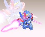  blue_destiny_02 chibi dual_wielding energy_sword gundam gundam_side_story:_the_blue_destiny mecha sword weapon 