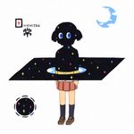  blue_eyes darkness hair_cubes hair_ornament naganohara_mio nichijou night night_sky nishimura_(prism_engine) school_uniform short_hair short_twintails silhouette sky solo sparkle tokisadame_school_uniform twintails 