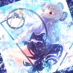  animal_ears basket capelet grey_hair light_particles mouse mouse_ears mouse_tail nagishiro_mito nazrin red_eyes short_hair skirt solo tail touhou 