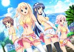  4girls black_hair blonde_hair bow breasts brown_hair fukami_nagisa game_cg hair_bow hairband highres kagurazaka_namine kitami_minamo koutaro multiple_girls open_mouth pink_hair purple_eyes takara_ichiko tropical_vacation twinkle_soft 