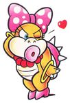  &lt;3 1girl blue_eyes bow bracelet bracelets heart high_heels jewelry lips lowres mario_(series) necklace official_art one_eye_closed super_mario_bros. wendy_o._koopa wendy_o_koopa wink winking 