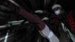  blonde_hair boots clenched_teeth gun hellsing military military_uniform panties pantyshot red_eyes screencap seras_victoria skirt skirt_lift teeth underwear uniform upskirt vampire weapon white_panties 