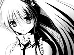  fragran0live greyscale hatsune_miku long_hair monochrome necktie solo twintails upper_body vocaloid 