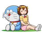  brown_hair crossover doraemon doraemon_(character) fujiko_f_fujio_(style) parody sleeping style_parody suzumiya_haruhi suzumiya_haruhi_no_yuuutsu ueyama_michirou 