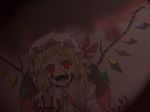  blonde_hair blood crazy_eyes fangs flandre_scarlet haruichi hat one_side_up red_eyes solo touhou vampire wings 