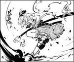  ghost greyscale hairband hitodama katana konpaku_youmu konpaku_youmu_(ghost) monochrome sheath sheathed short_hair solo sword tokiame touhou weapon 